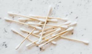 Bamboo-stemmed cotton buds.